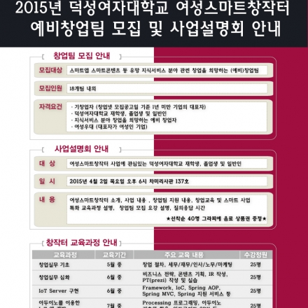 2015년 스마트창작터 창업팀 모집 안내
