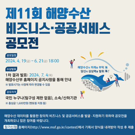 [해양수산부] 제11회 해양수산 비즈니스･공공서비스 공모전