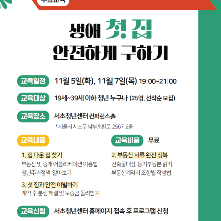 청년주거기초교육 생애 첫 집 안전하게 구하기