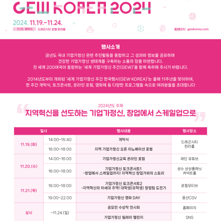 2024 세계 기업가정신 주간 행사(GEW KOREA 2024)