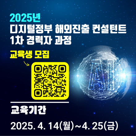 [한국지능정보사회진흥원] 2025년 디지털정부 해외진출 컨설턴트 경력자 과정 교육생 모집