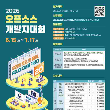 [추천공모전] 2026 오픈소스 개발자대회(~7/17)
