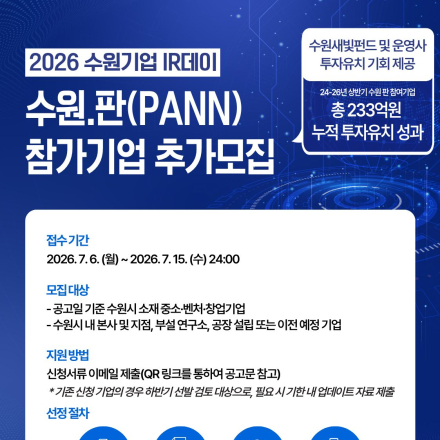 2026 수원기업IR데이 수원. 판(PANN) 참가기업 추가모집