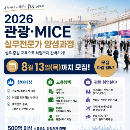 [국비지원] 글로벌 관광·MICE 실무인재 양성과정