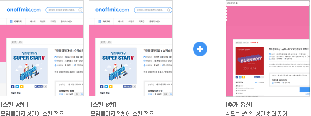 스킨A형, 스킨B형 + 추가 옵션
